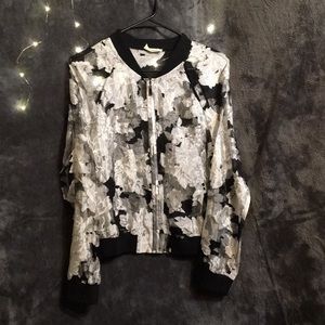 Floral bomber jacket see thru